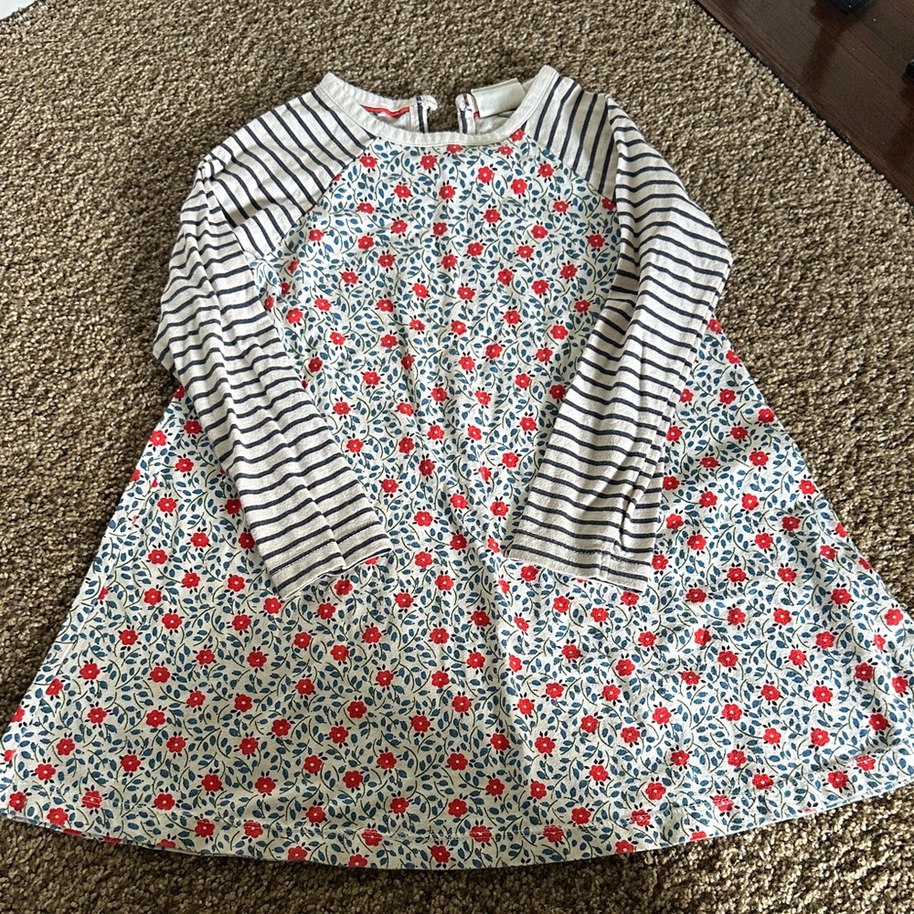 Boden Red Floral and Striped Kids Dress